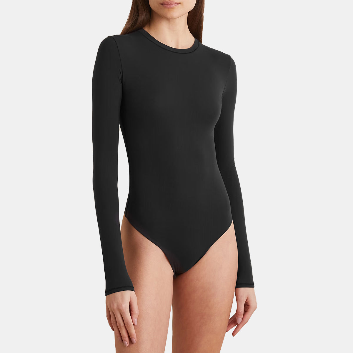 Long Sleeve Crew Neck Thong Bodysuit