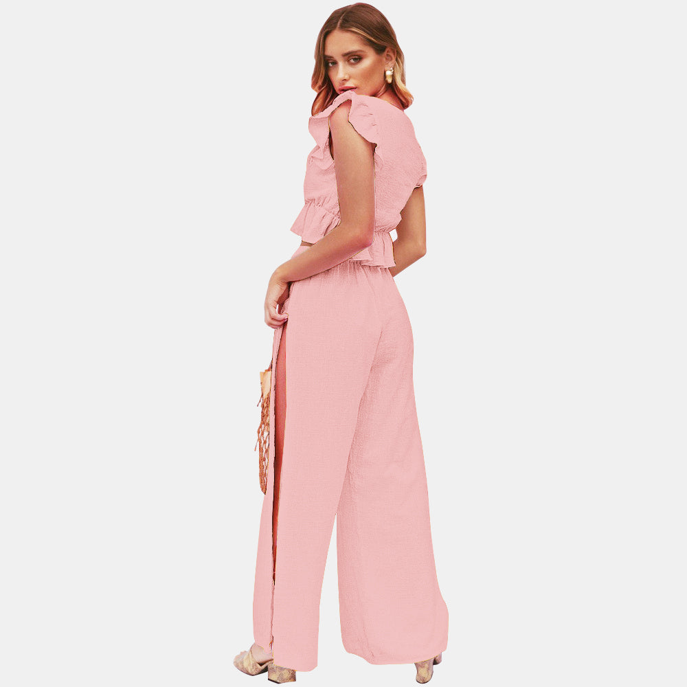 Crop Top & Wide Leg Pants Set