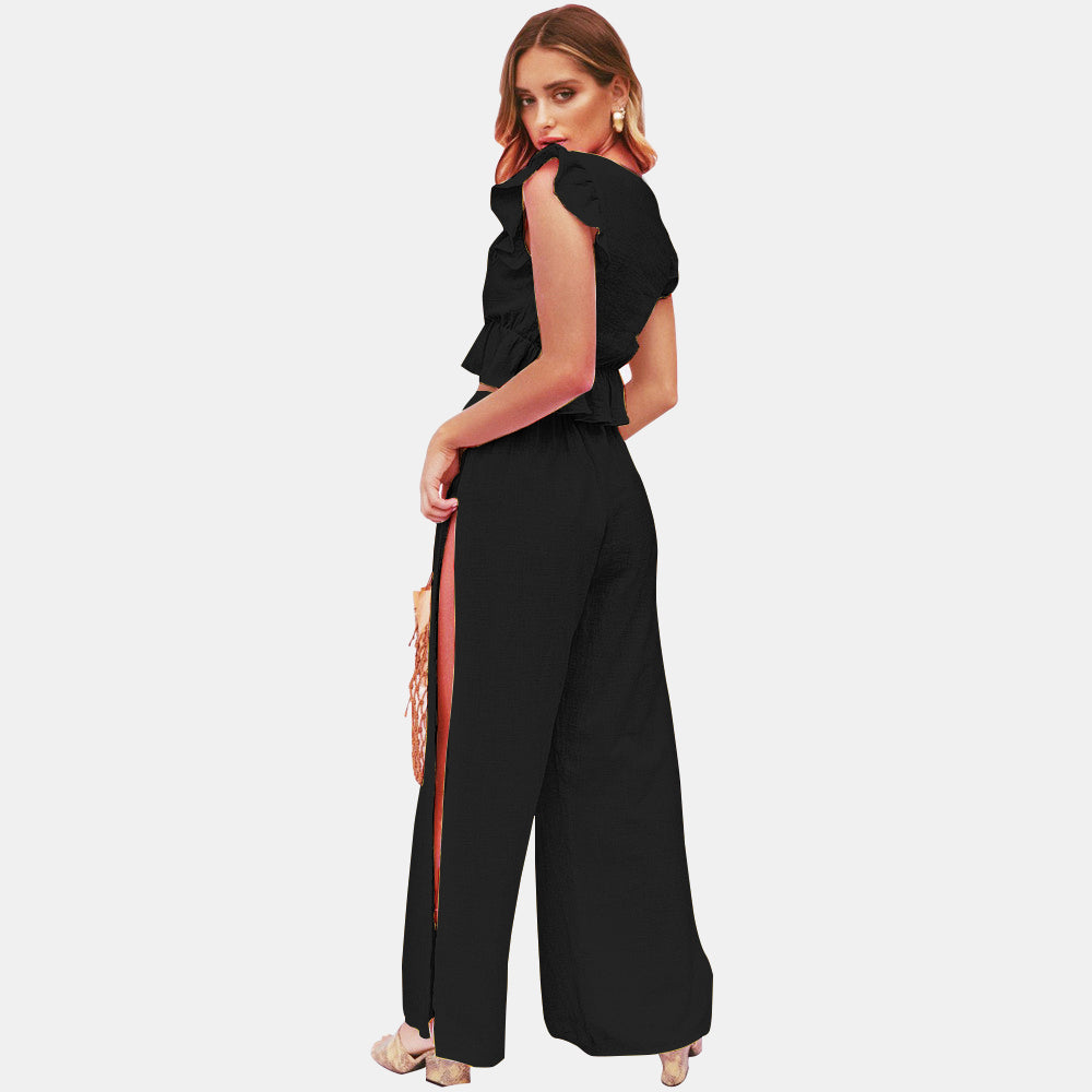 Crop Top & Wide Leg Pants Set