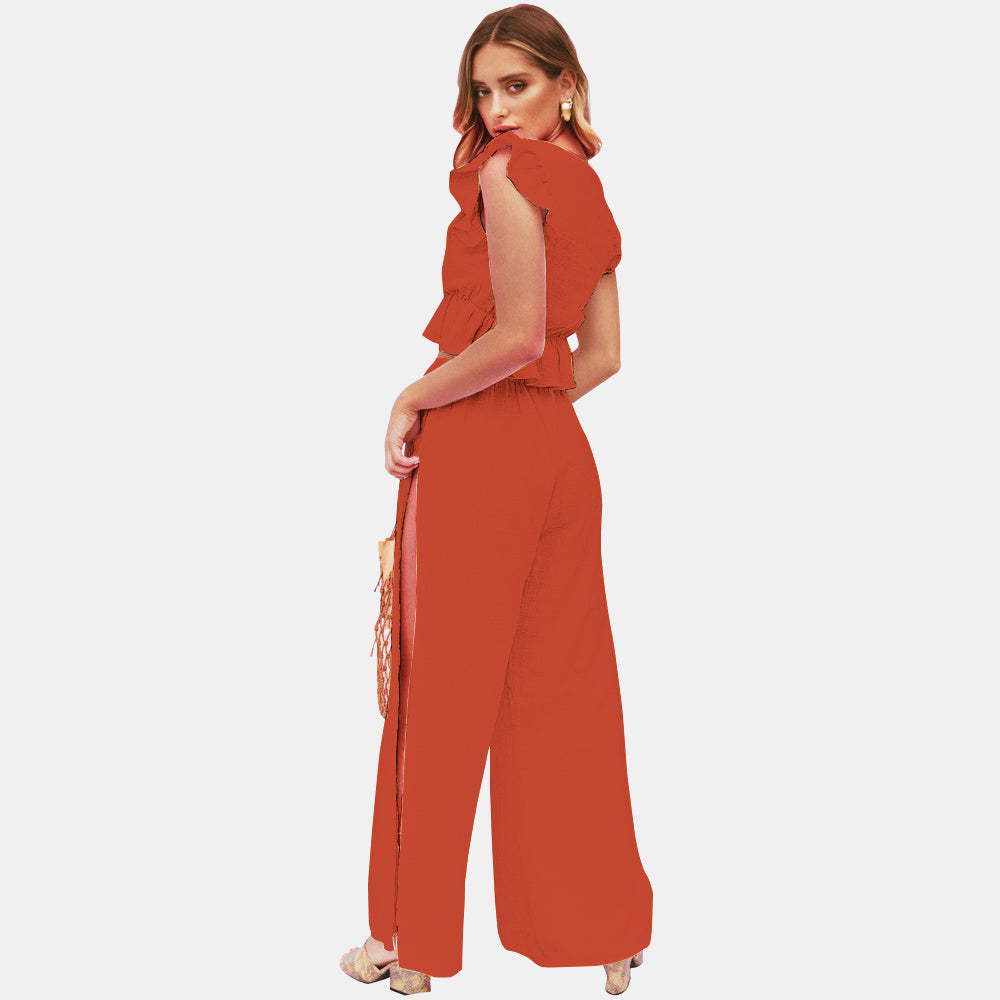 Crop Top & Wide Leg Pants Set