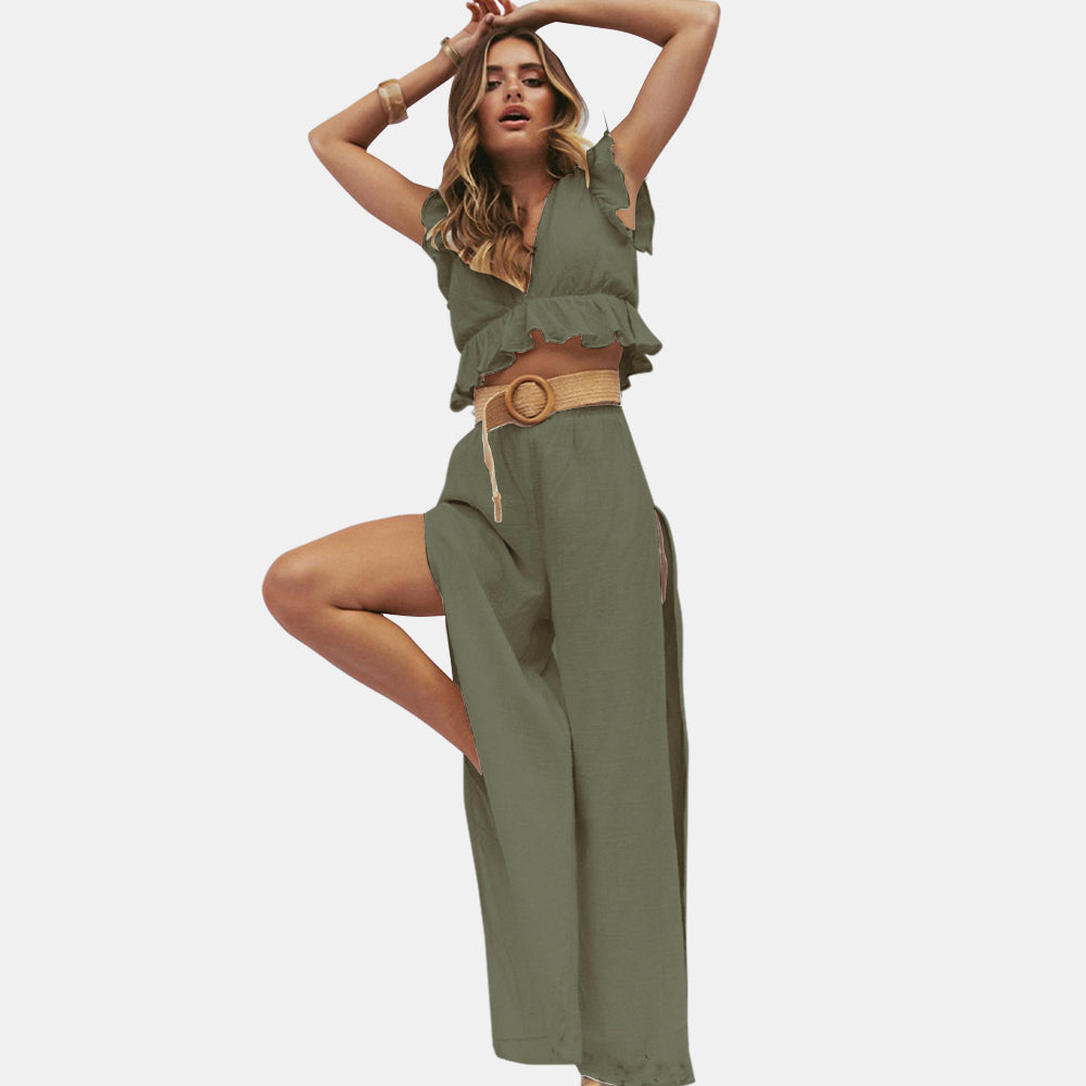 Crop Top & Wide Leg Pants Set