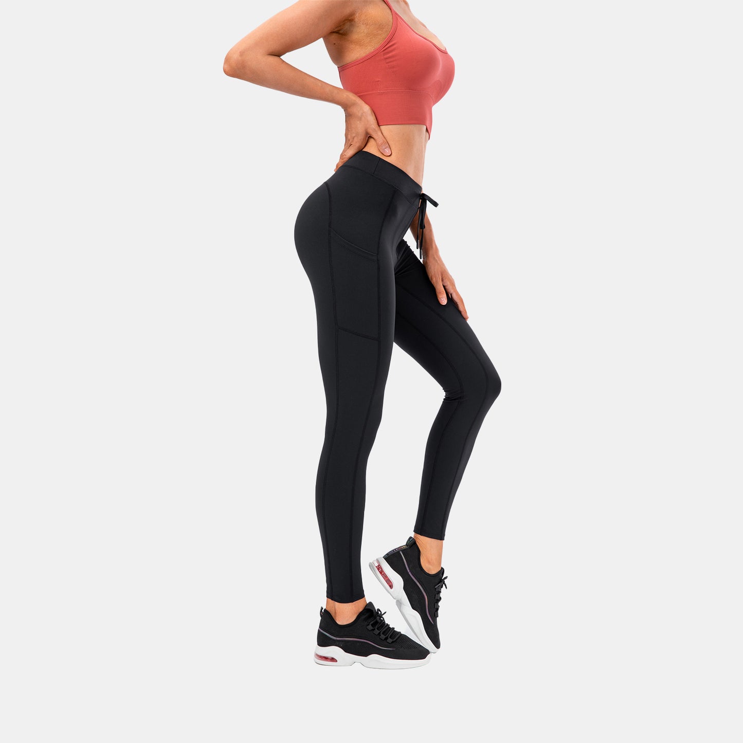 High Waisted Drawstring Pocket Sport Leggings