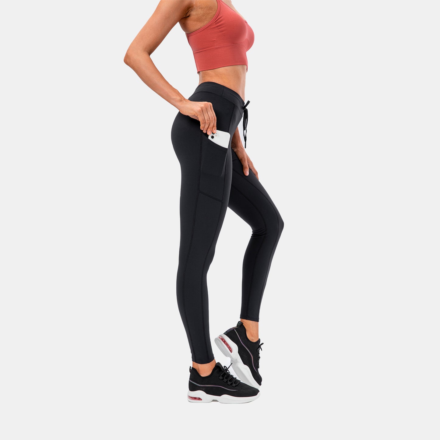 High Waisted Drawstring Pocket Sport Leggings