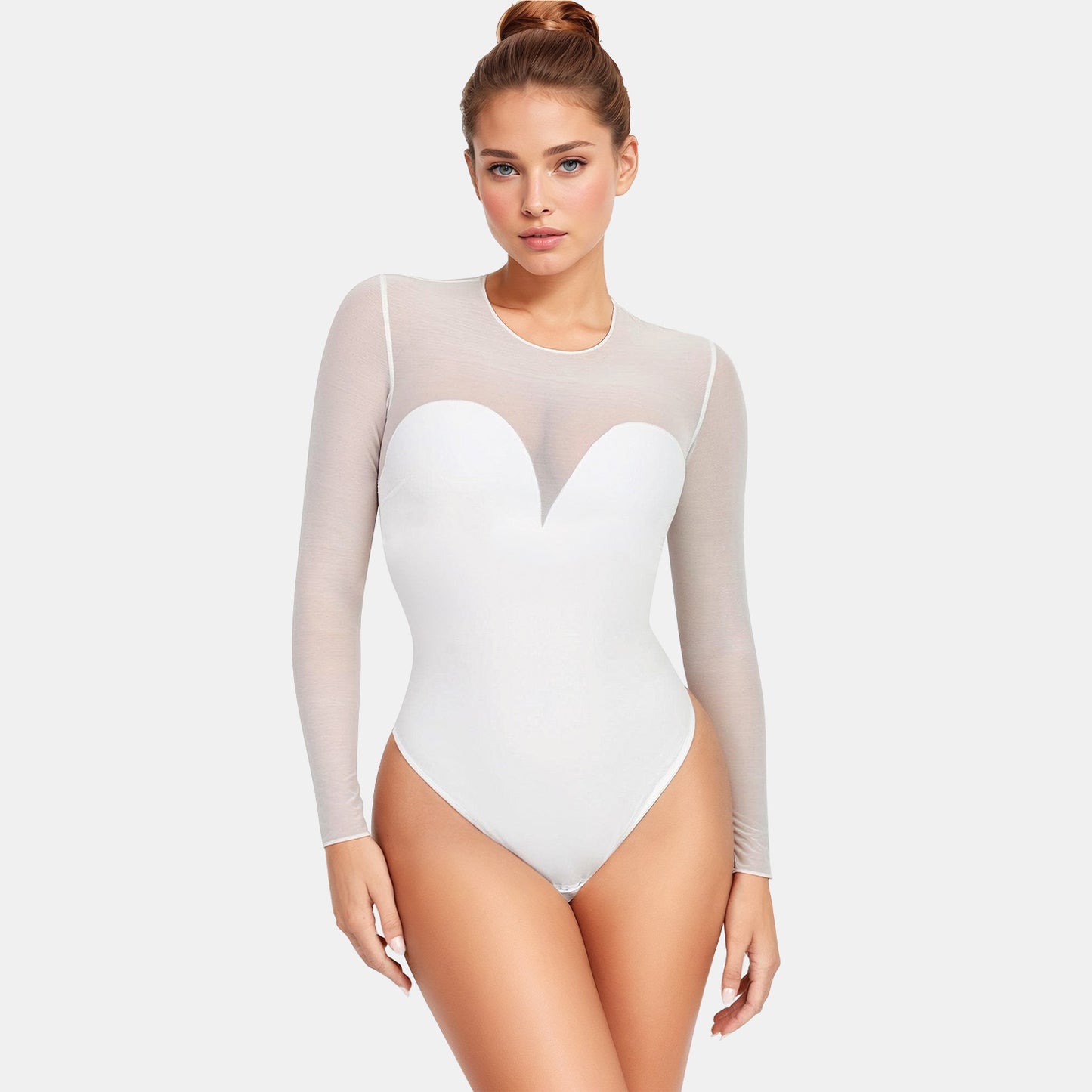 Sheer Mesh Shapewear Thong Bodysuit