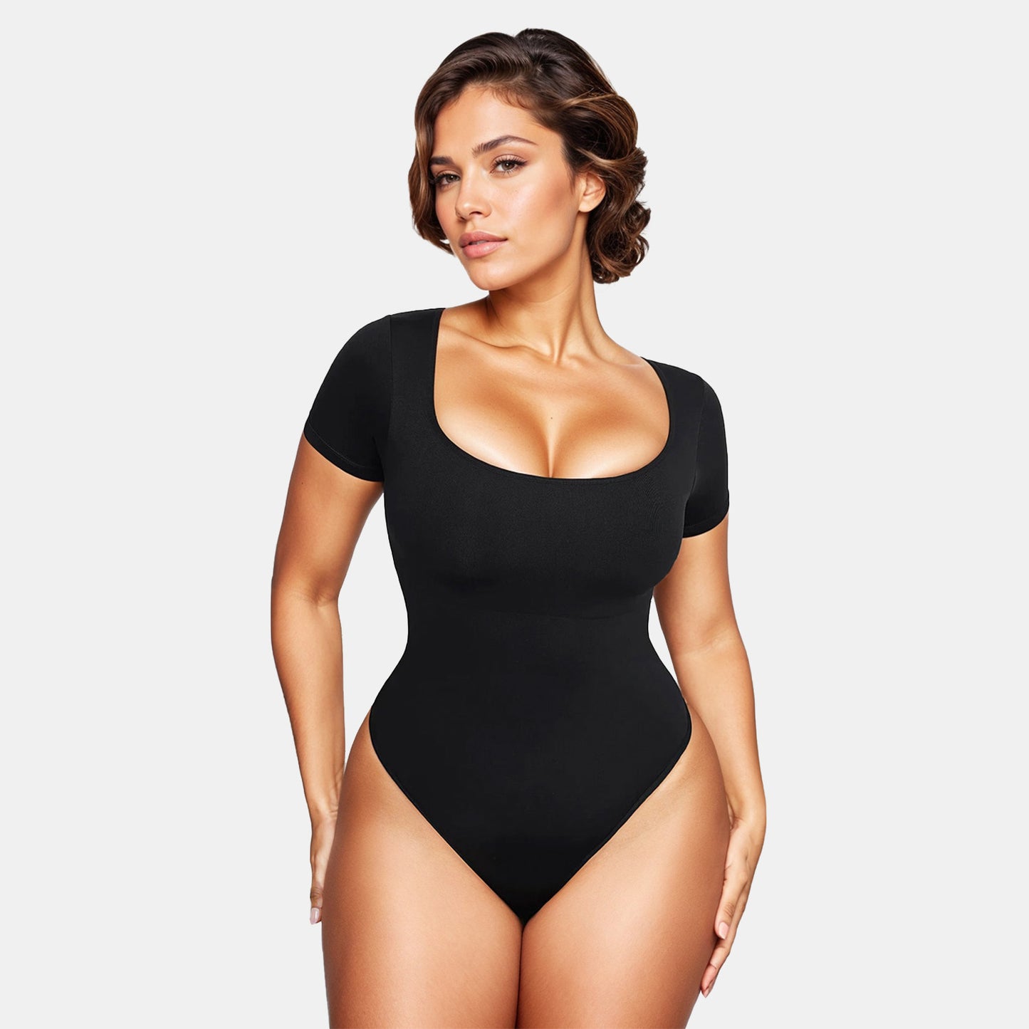 Short Sleeve Square Neck Bodysuit Shapewear