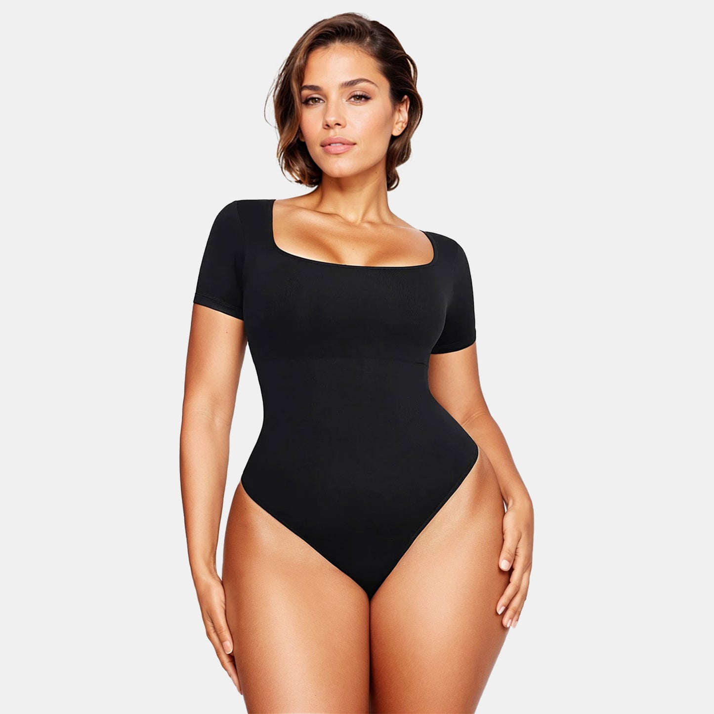 Short Sleeve Square Neck Bodysuit Shapewear