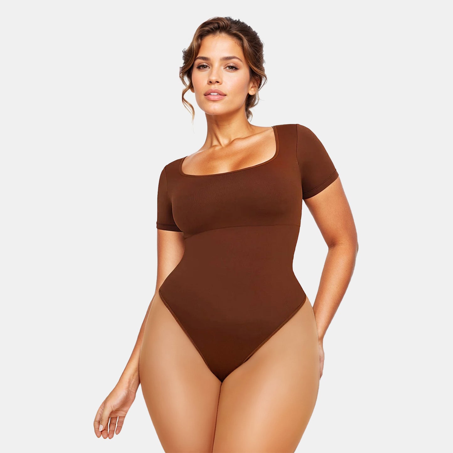 Short Sleeve Square Neck Bodysuit Shapewear