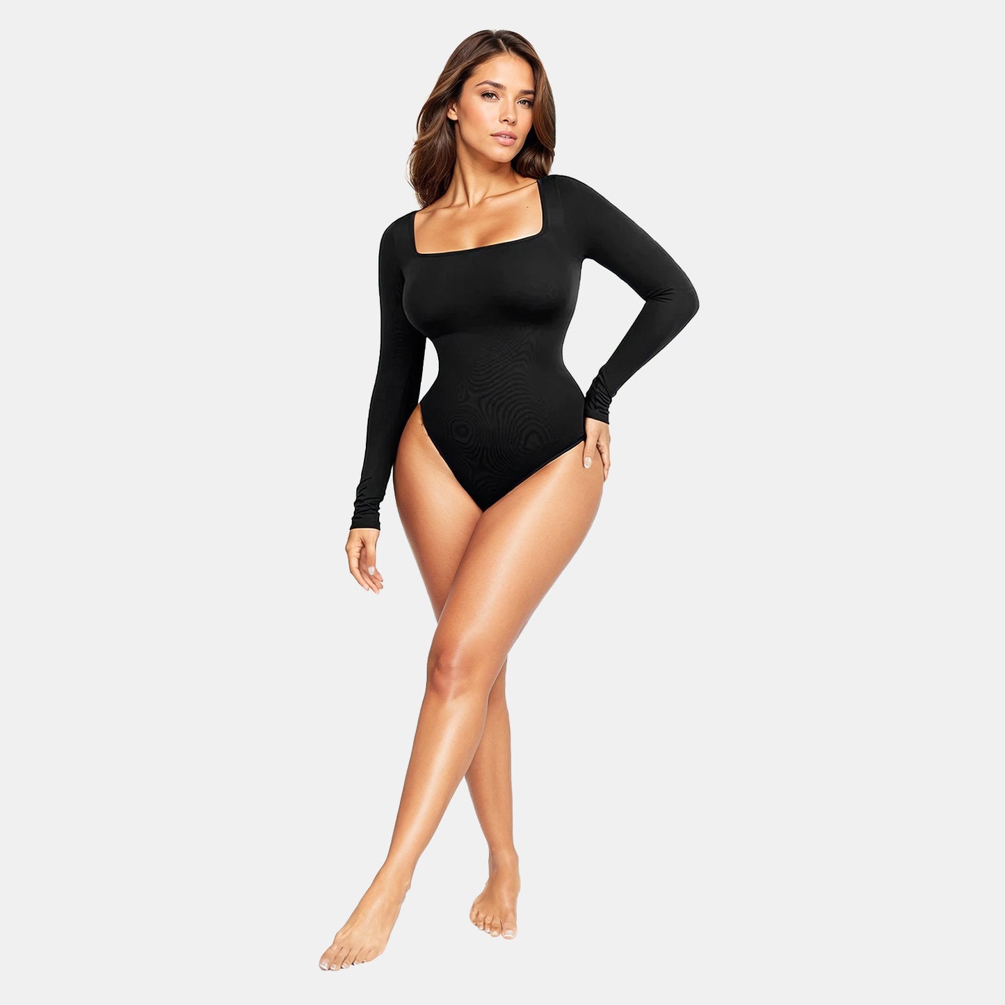 Long Sleeve Square Neck Bodysuit Shapewear