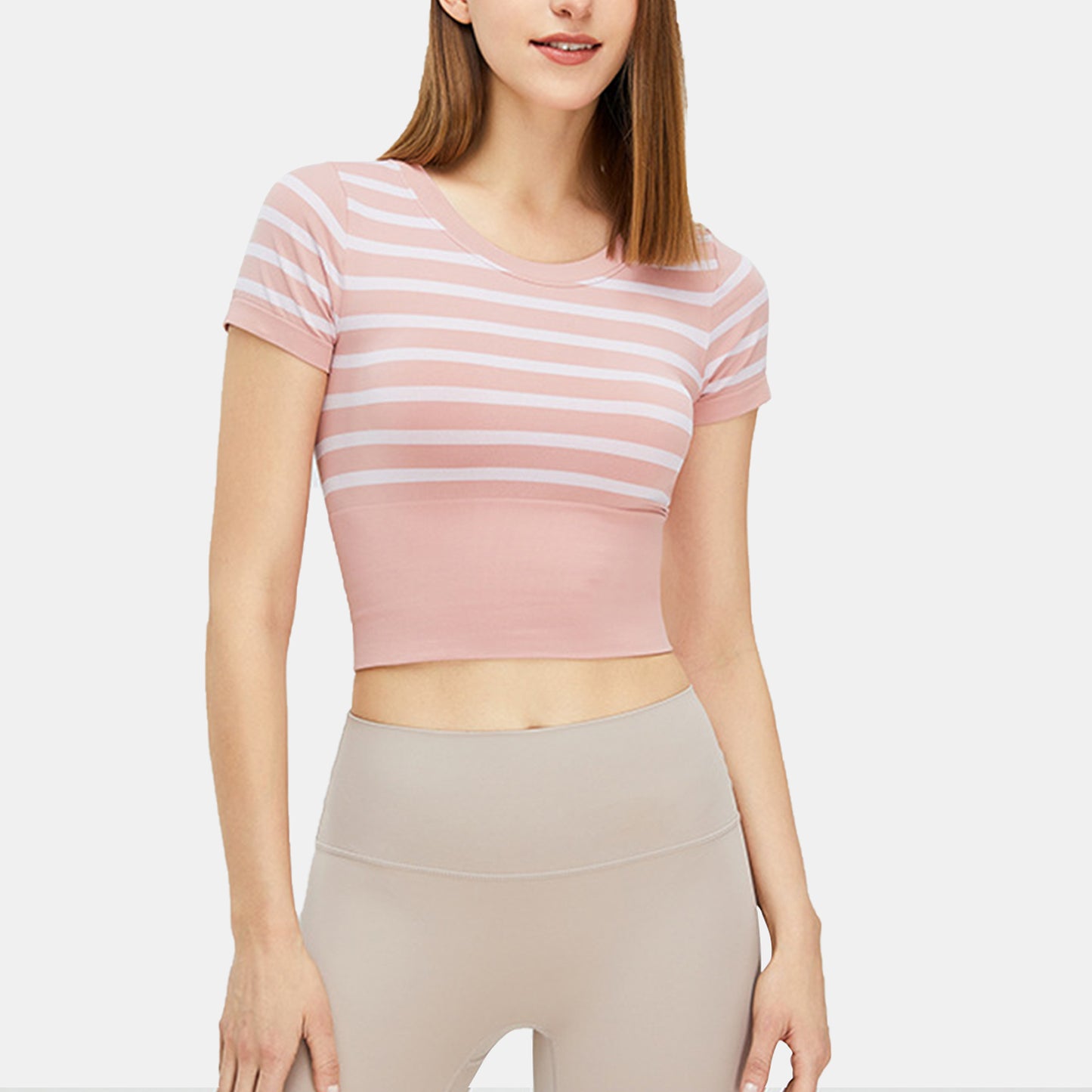 Stripe Short Sleeve Seamless Top