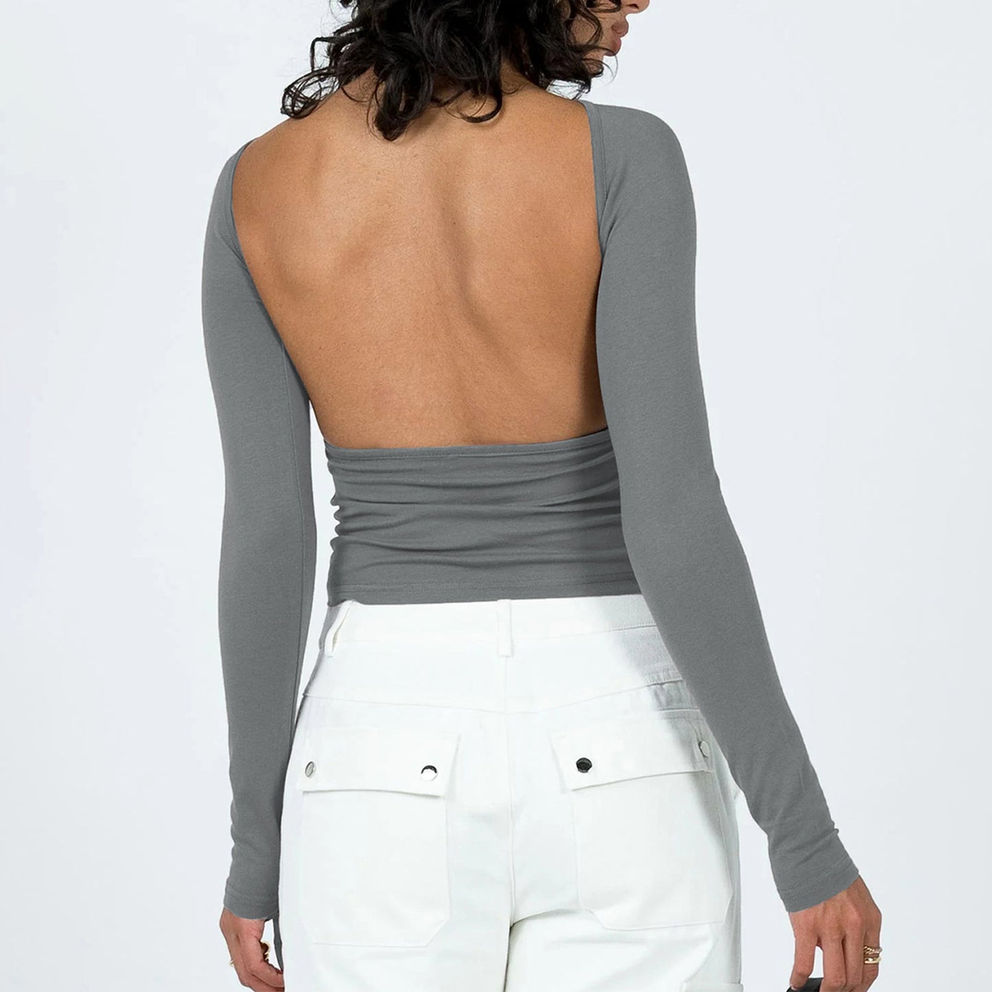 Long Sleeve Open Back T-shirt