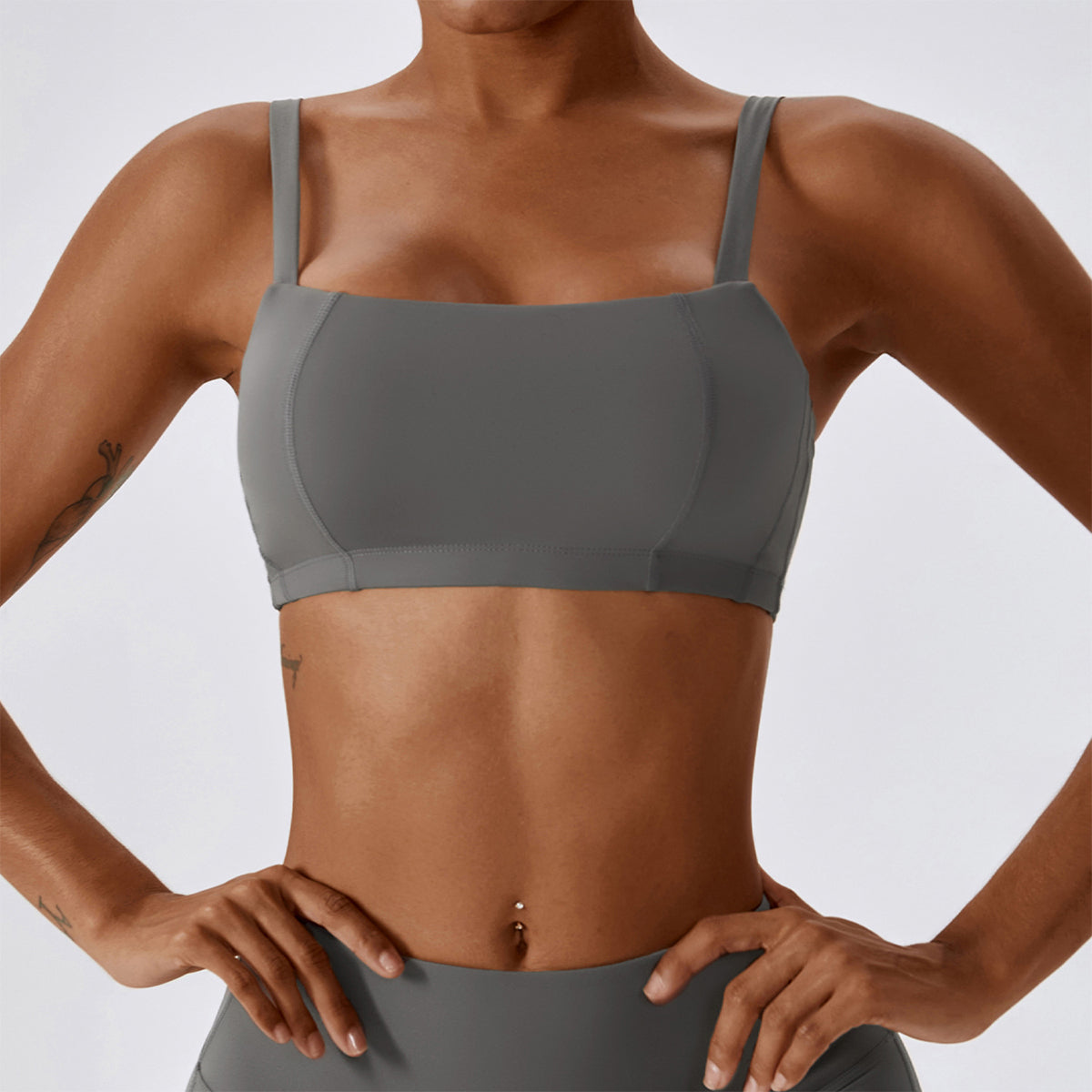 Square Neck Sports Bra - Cherri