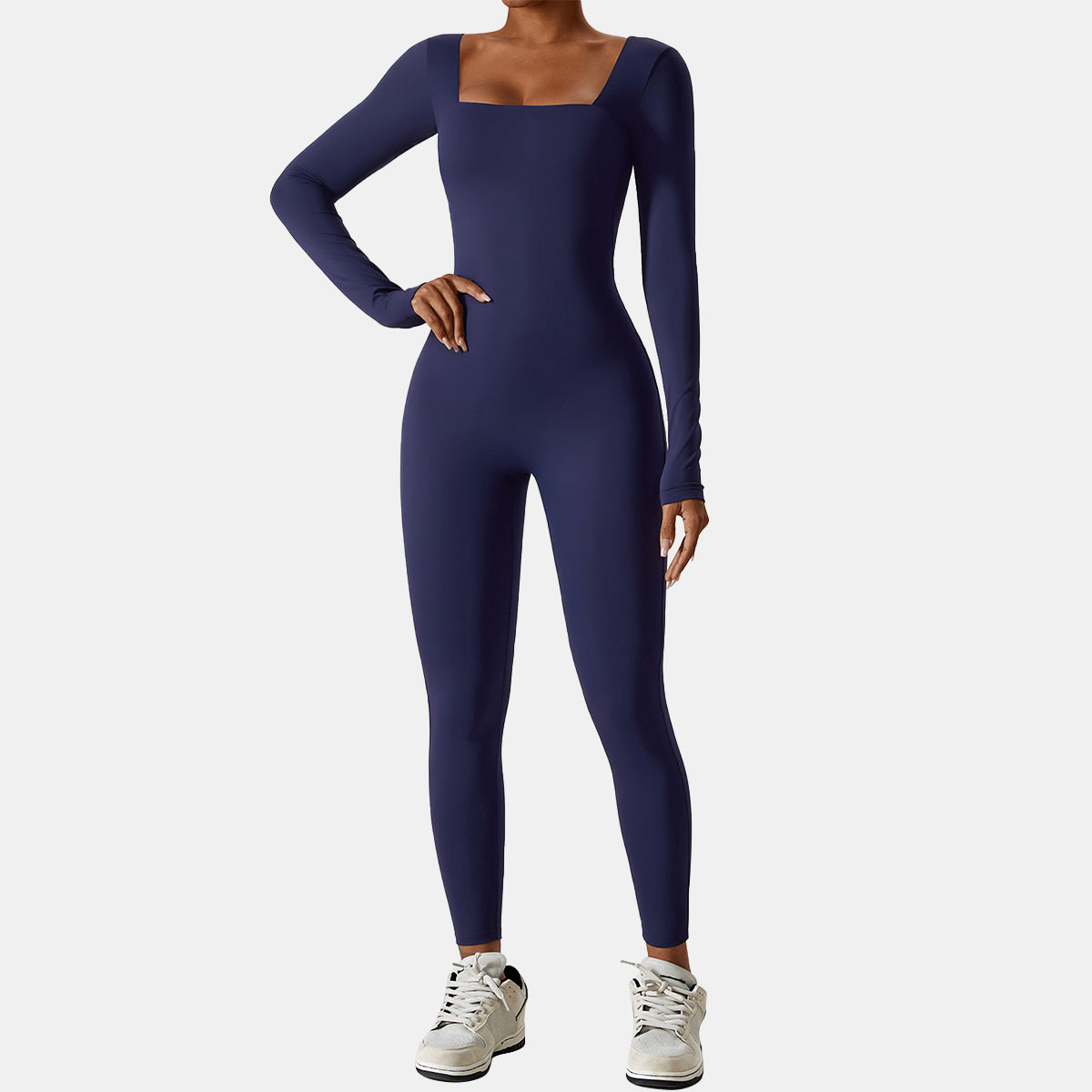 Square Neck Long Sleeve Yoga Jumpsuit