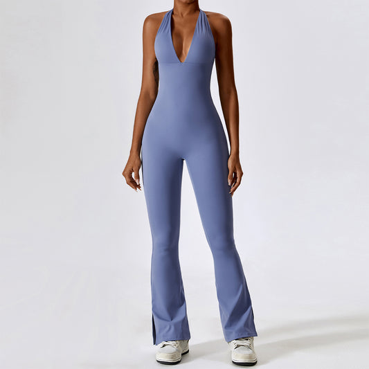 Halter Deep-V Neck Yoga Jumpsuit