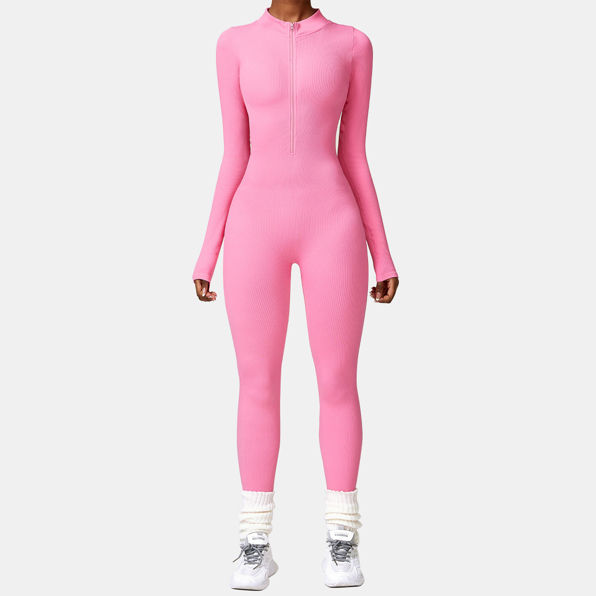 Seamless Zipper Long Sleeve Yoga Jumpsuit