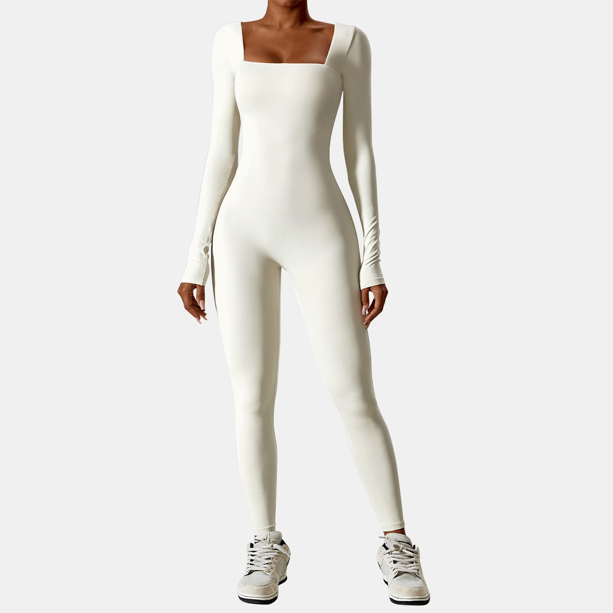 Square Neck Long Sleeve Yoga Jumpsuit