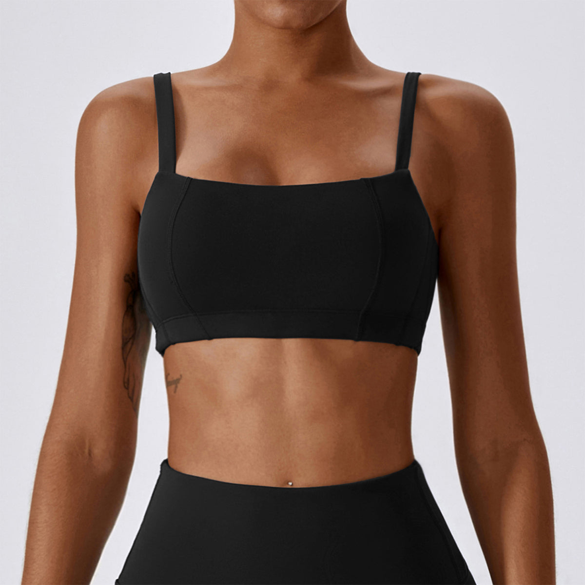 Square Neck Sports Bra - Cherri