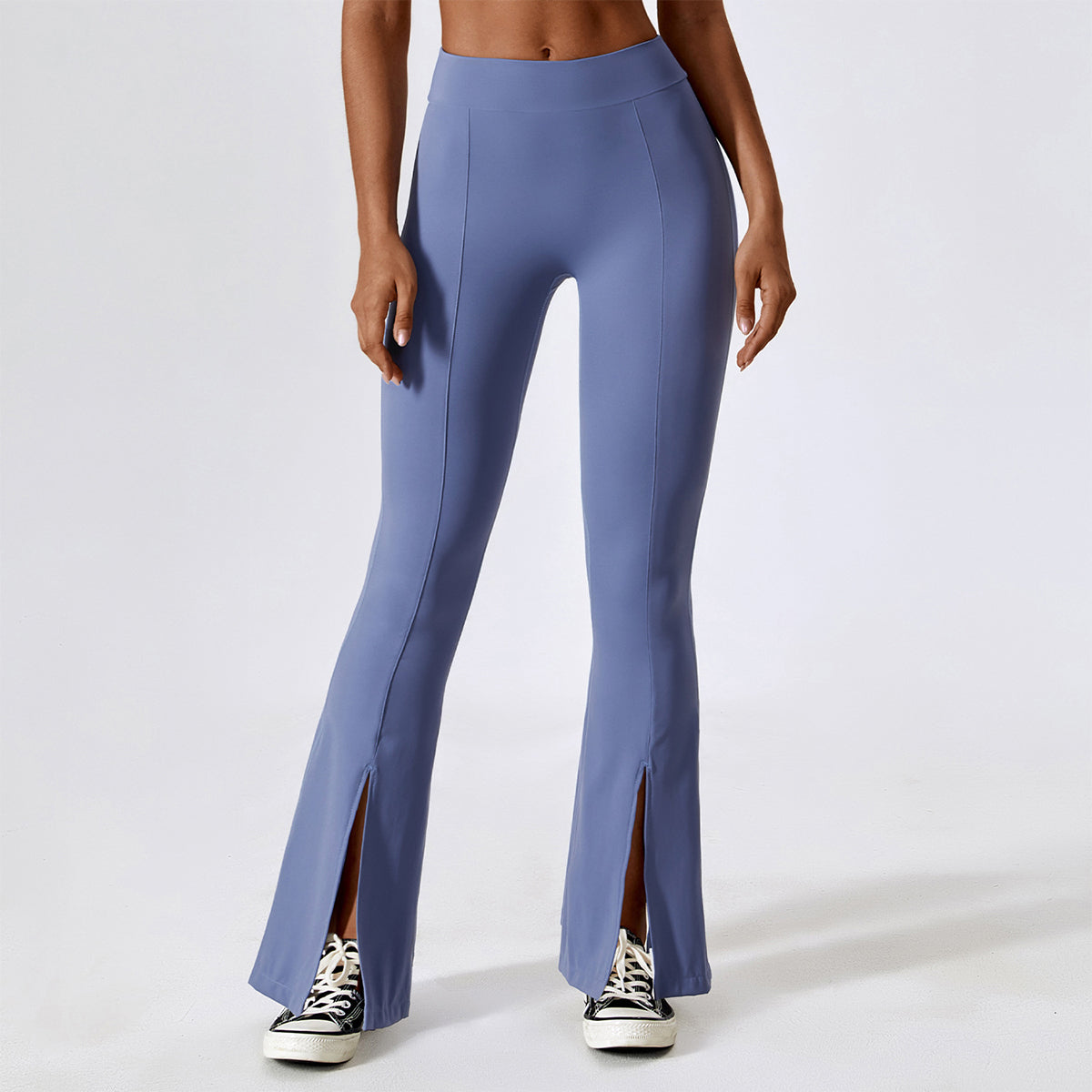 High Waisted Split Hem Flare Leggings