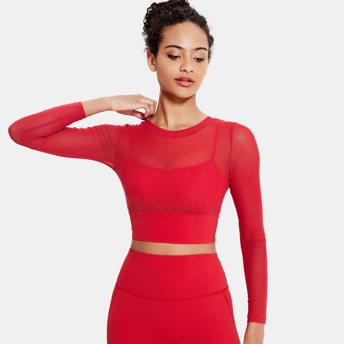 Red Mesh Sports Top