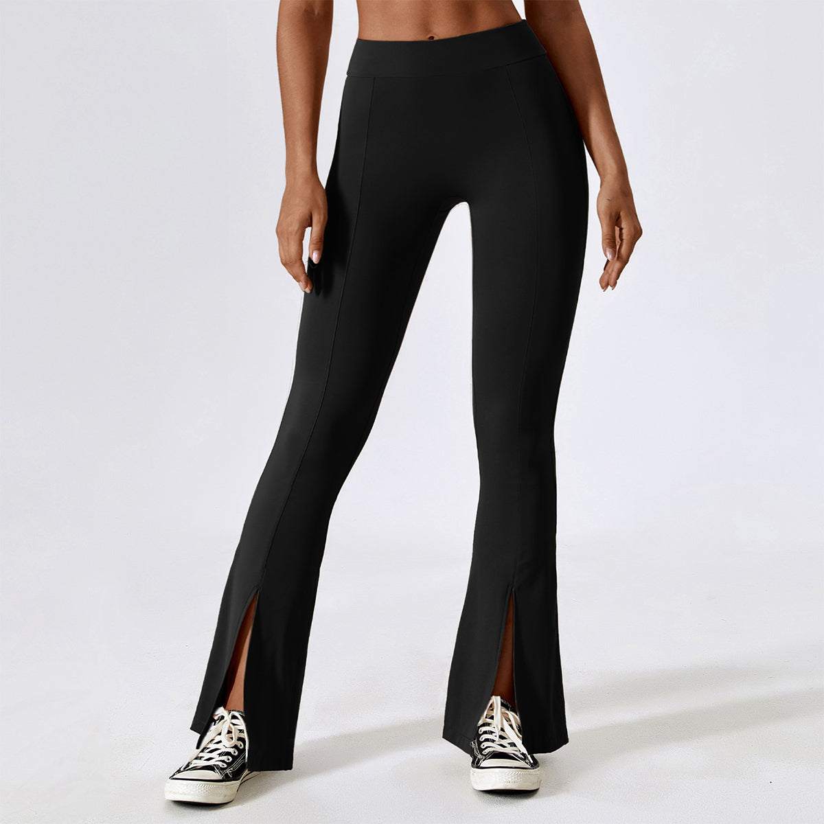 High Waisted Split Hem Flare Leggings