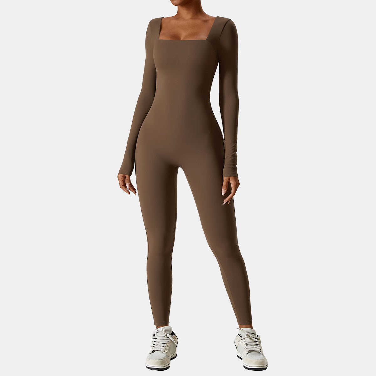 Square Neck Long Sleeve Yoga Jumpsuit