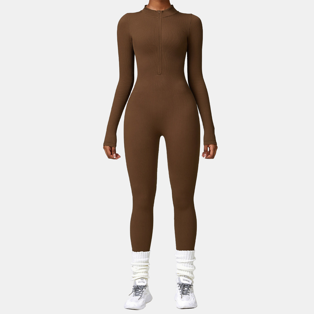 Seamless Zipper Long Sleeve Yoga Jumpsuit