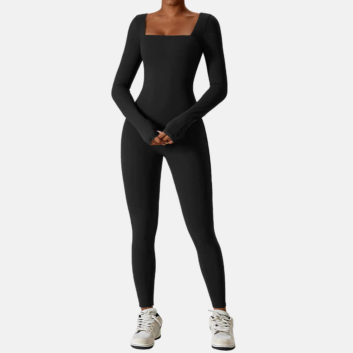 Square Neck Long Sleeve Yoga Jumpsuit