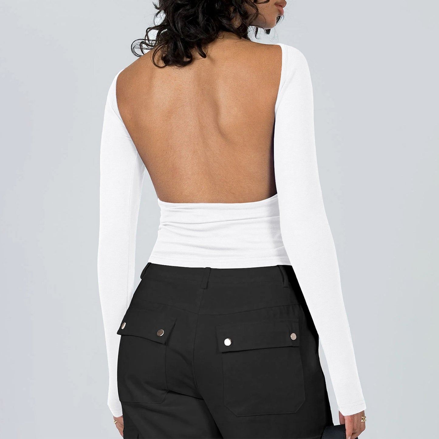 Long Sleeve Open Back T-shirt