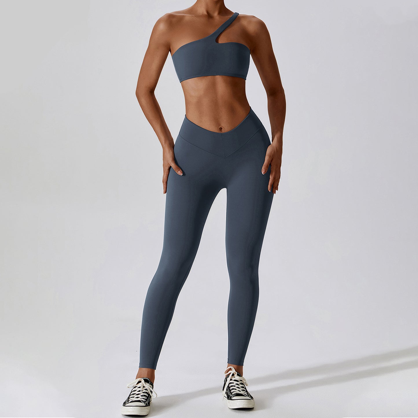 Irregular One Shoulder Workout Bra & Leggings Set