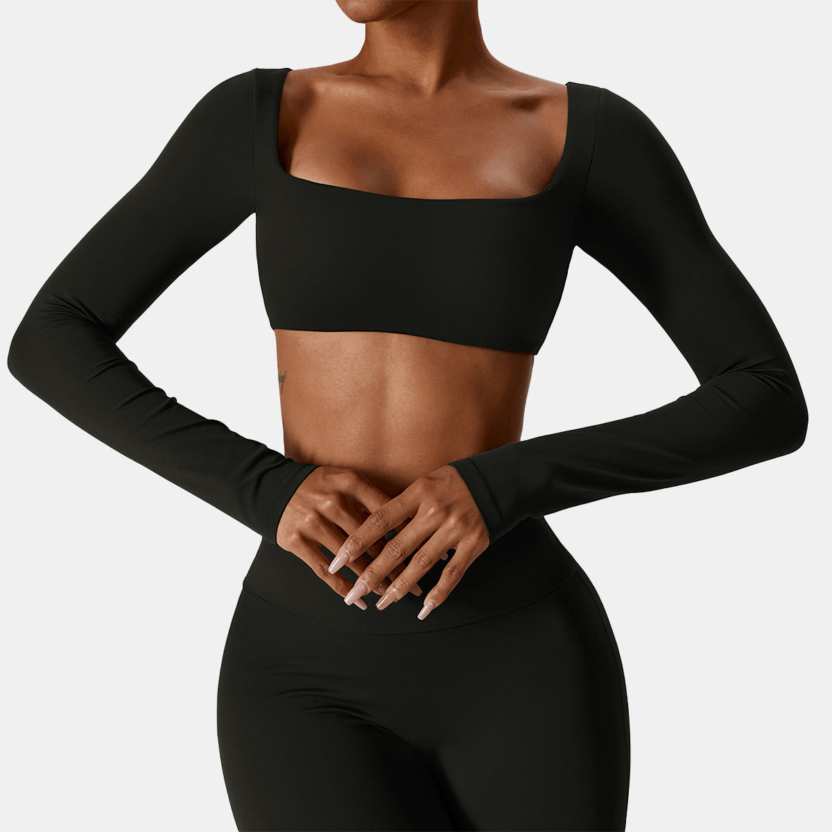 Square Neck Long Sleeve Sports Top