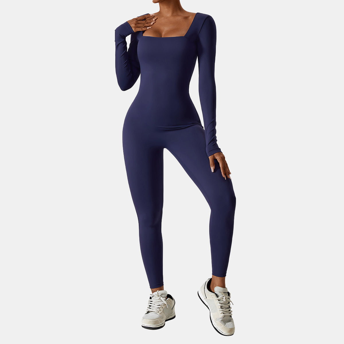 Square Neck Long Sleeve Yoga Jumpsuit