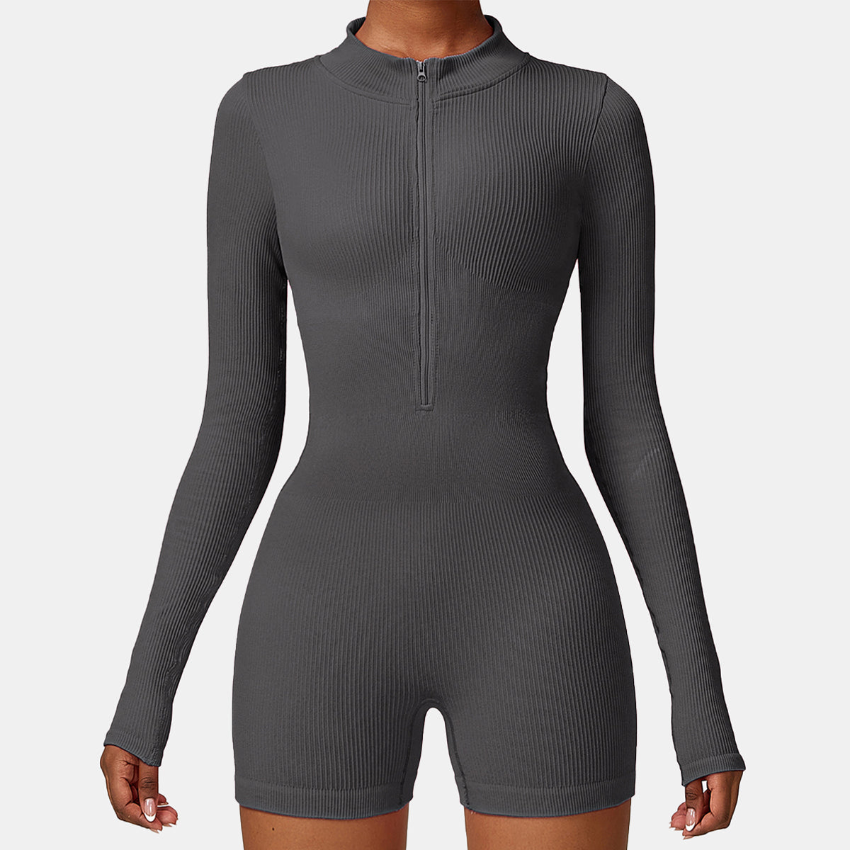 Seamless Zipper Long Sleeve Yoga Romper