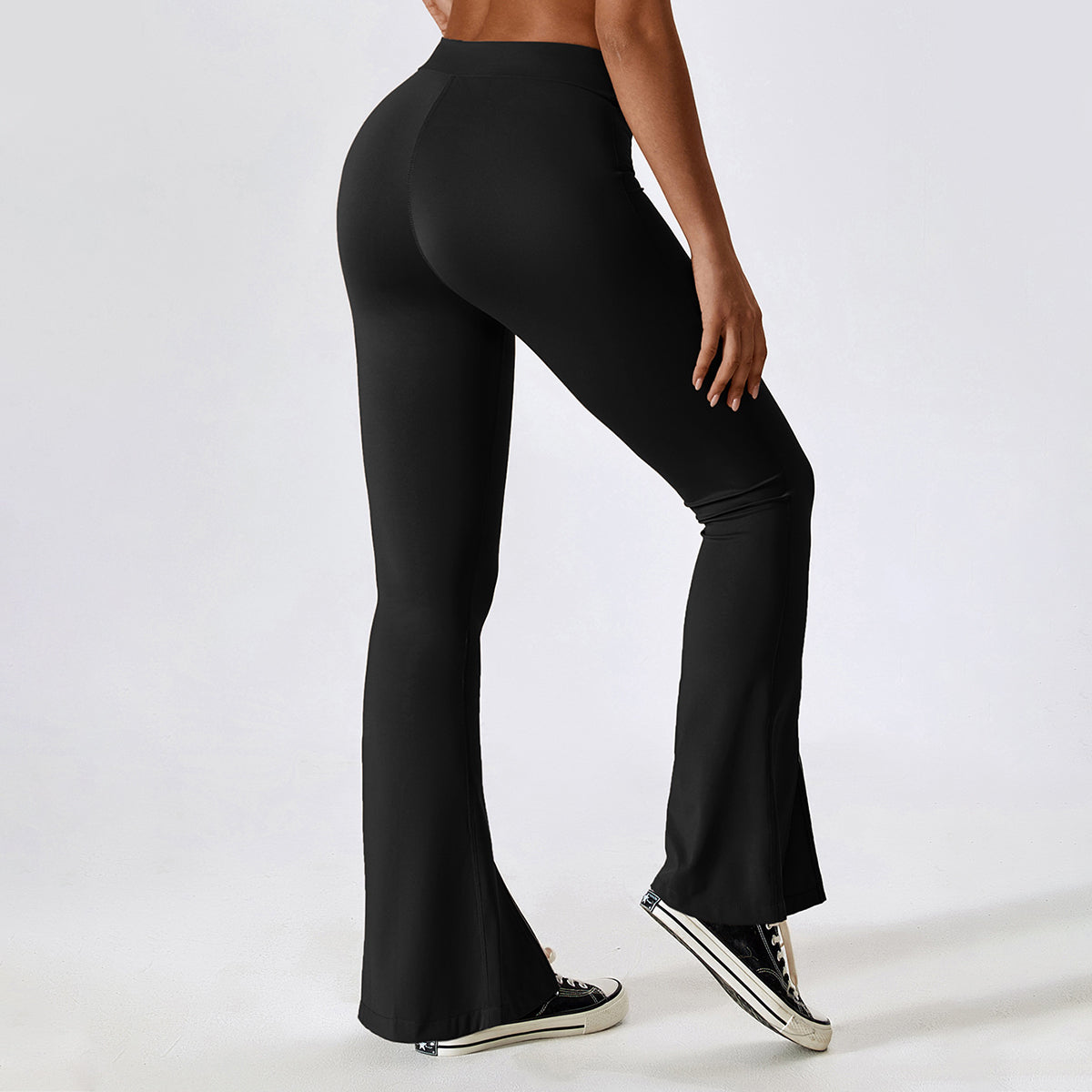 High Waisted Split Hem Flare Leggings