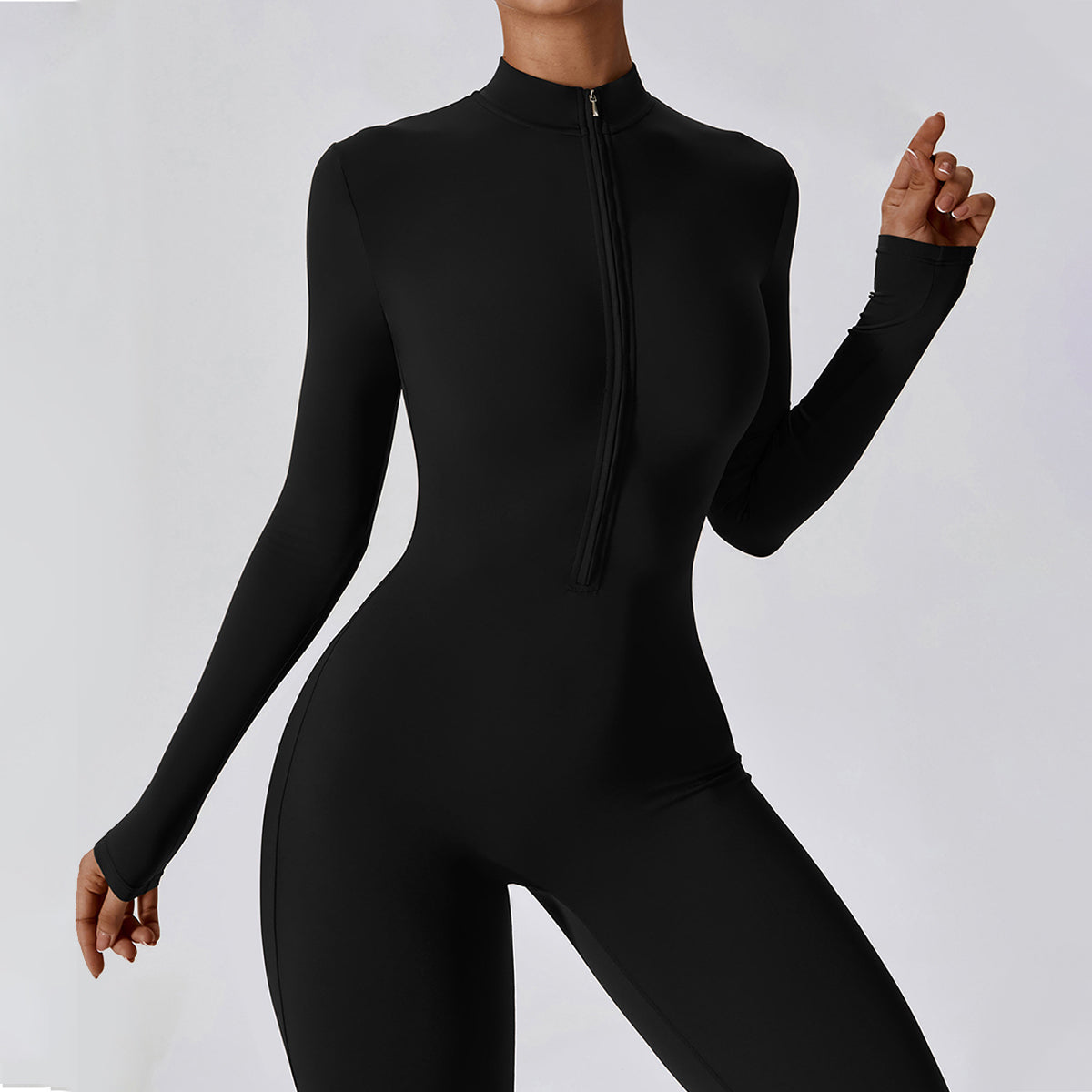 Zipper Long Sleeve Yoga Jumpsuit