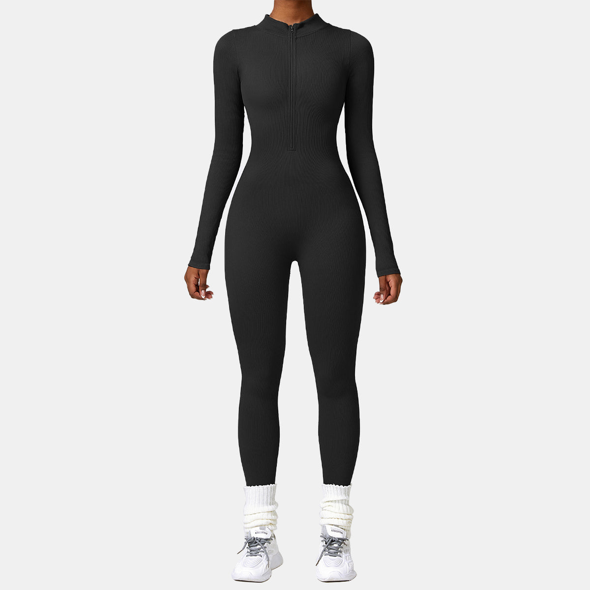 Seamless Zipper Long Sleeve Yoga Jumpsuit