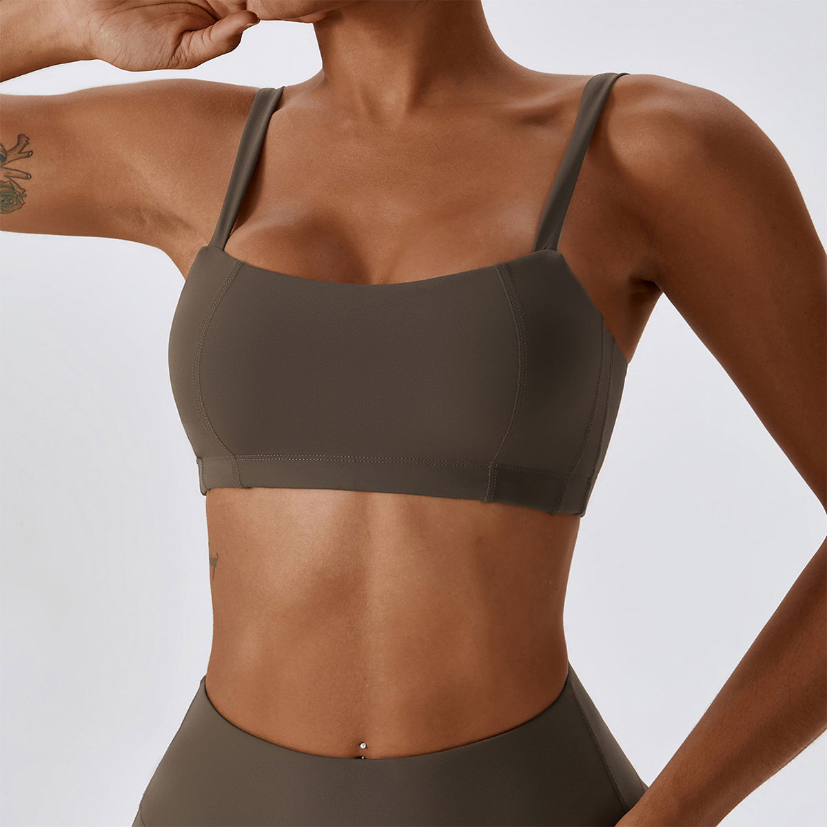 Square Neck Sports Bra - Cherri