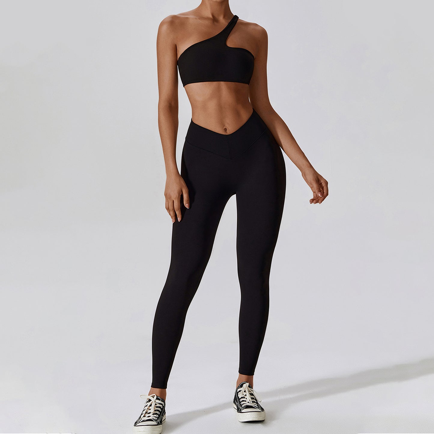 Irregular One Shoulder Workout Bra & Leggings Set