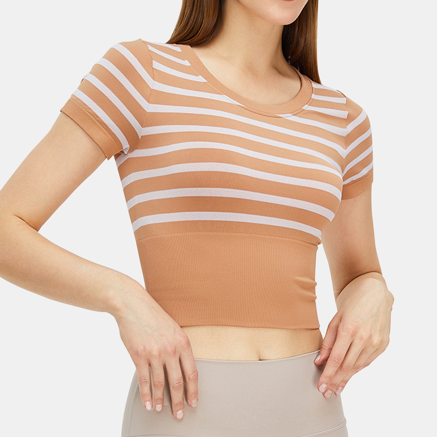 Stripe Short Sleeve Seamless Top