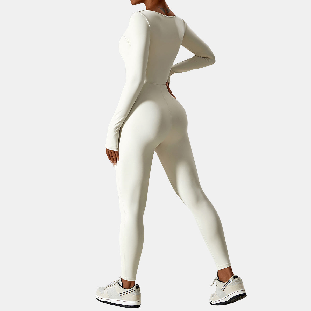 Square Neck Long Sleeve Yoga Jumpsuit