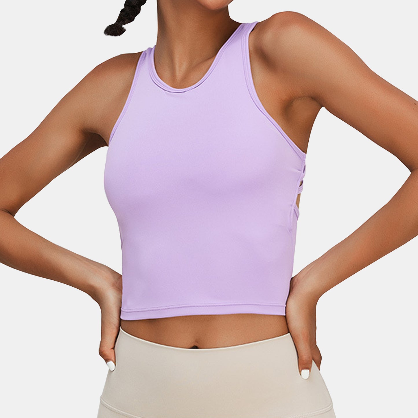 Crisscross Backless Yoga Tank Top - Tethys