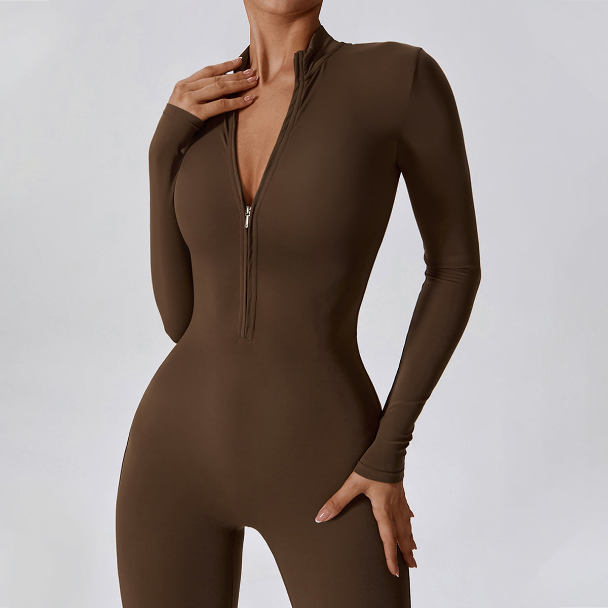 Zipper Long Sleeve Yoga Jumpsuit