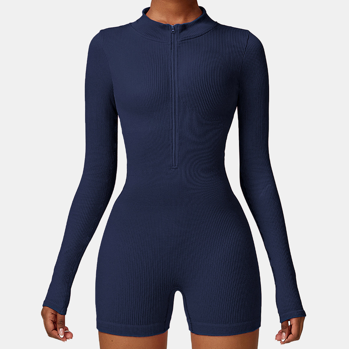 Seamless Zipper Long Sleeve Yoga Romper