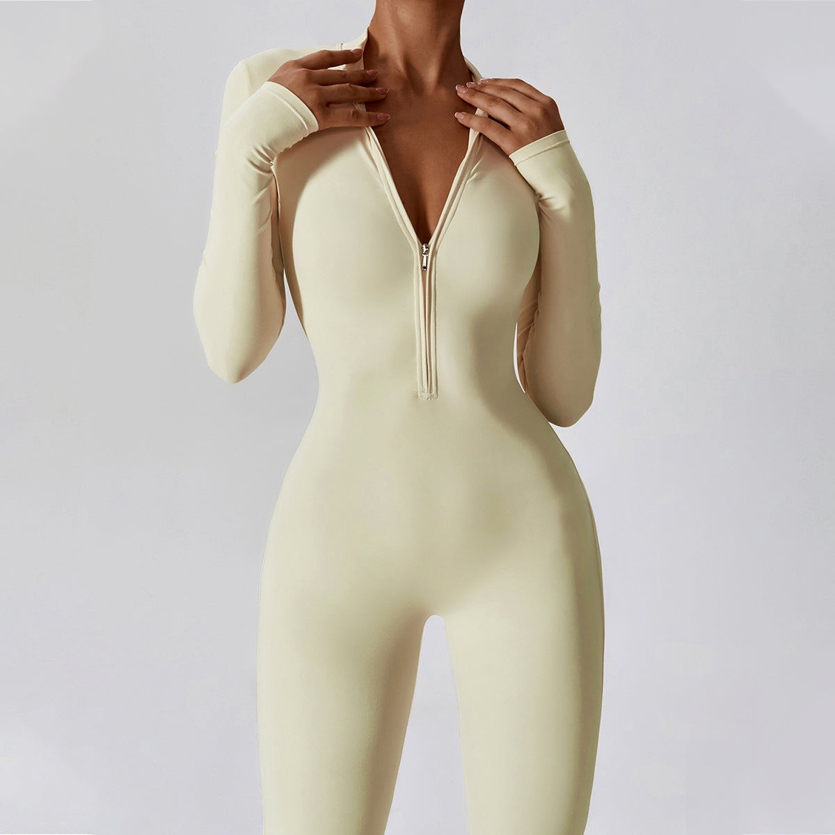 Zipper Long Sleeve Yoga Jumpsuit