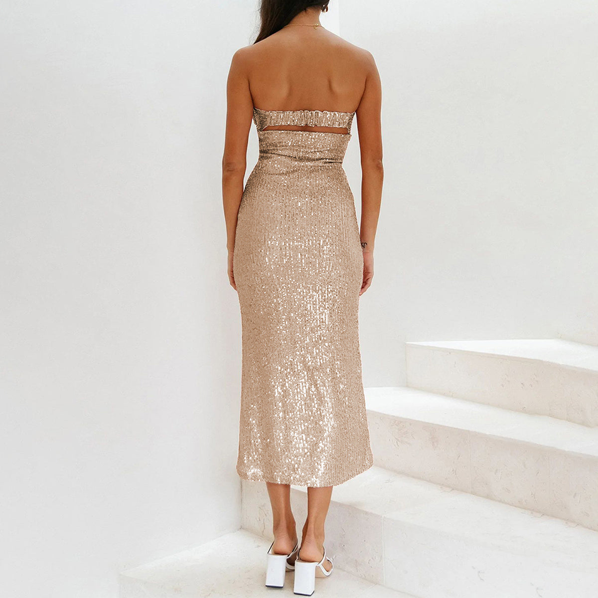 Sequin Strapless Maxi Dress