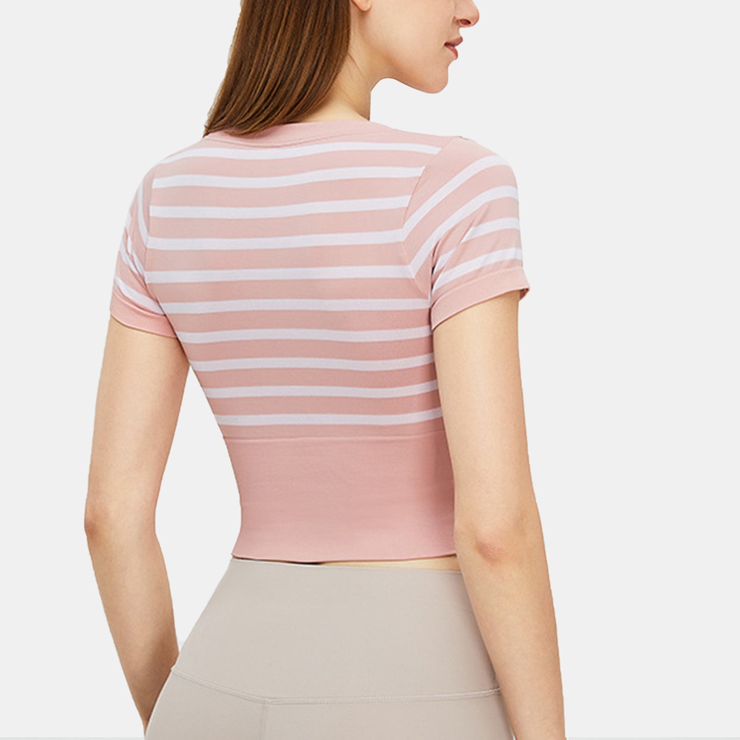 Stripe Short Sleeve Seamless Top