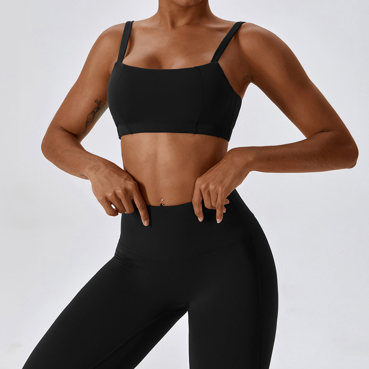 Square Neck Sports Bra - Cherri