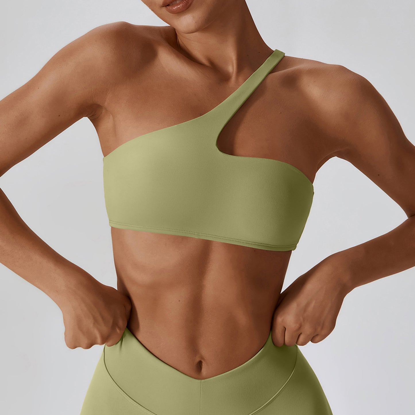 Irregular One Shoulder Workout Bra & Leggings Set