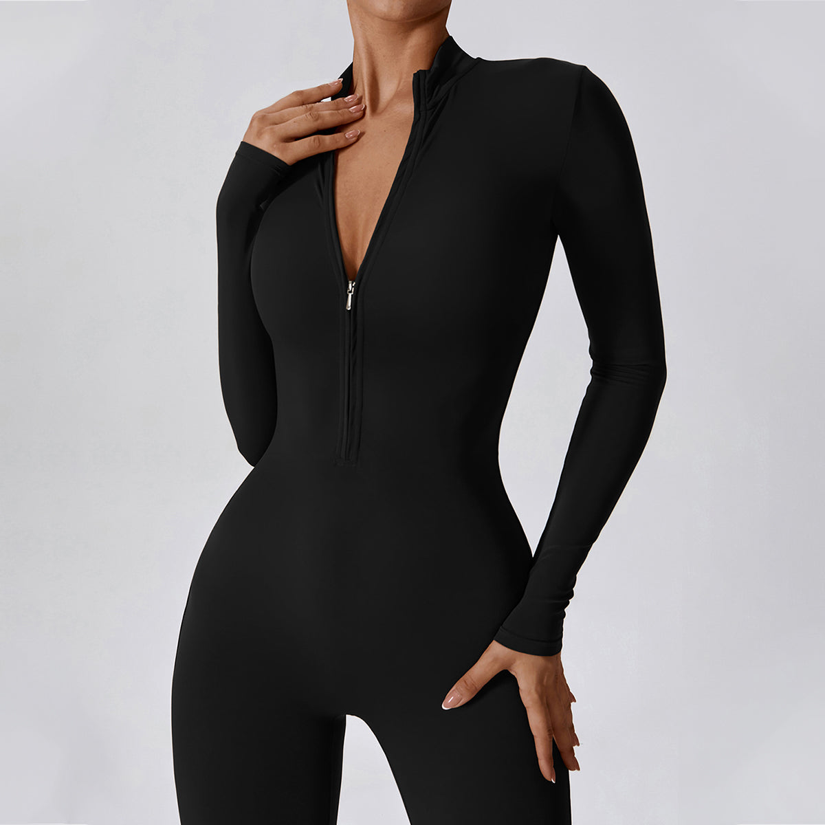 Zipper Long Sleeve Yoga Jumpsuit