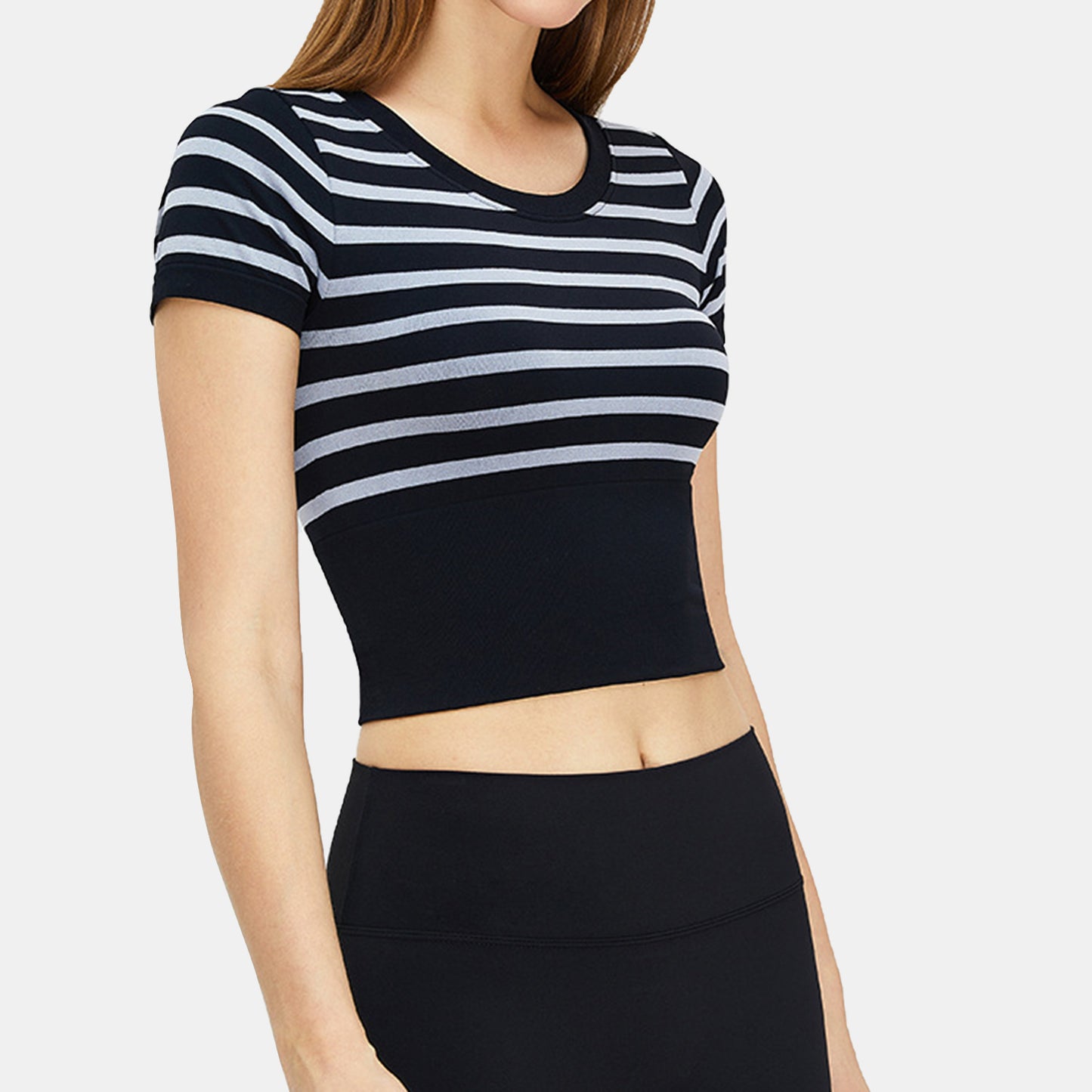 Stripe Short Sleeve Seamless Top