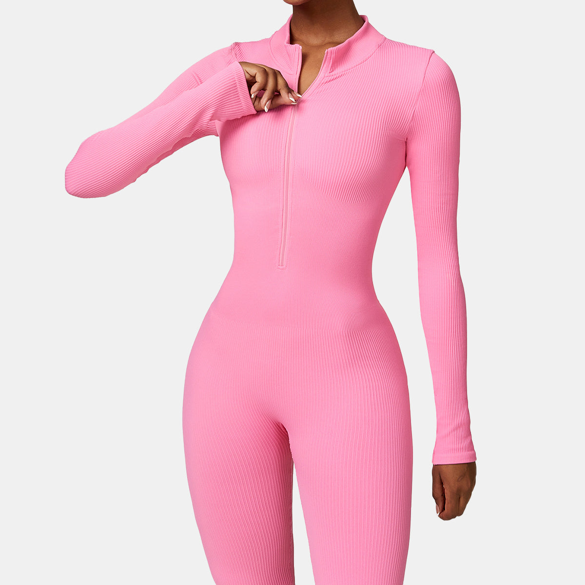 Seamless Zipper Long Sleeve Yoga Jumpsuit