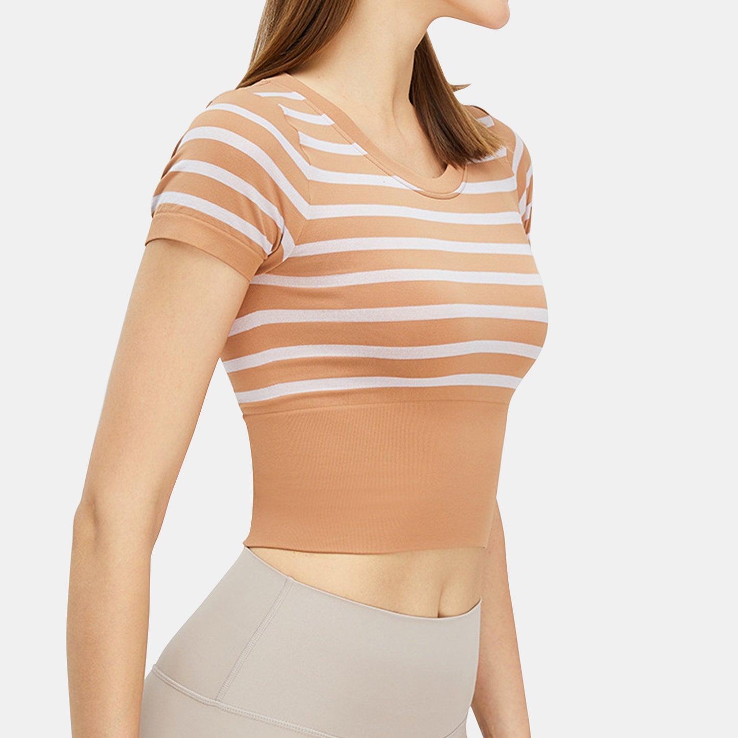 Stripe Short Sleeve Seamless Top